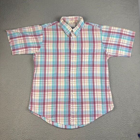 Vintage Gitman Bros Button Down Shirt Mens Extra Large Plaid Linen Cotton Blend - Picture 1 of 6